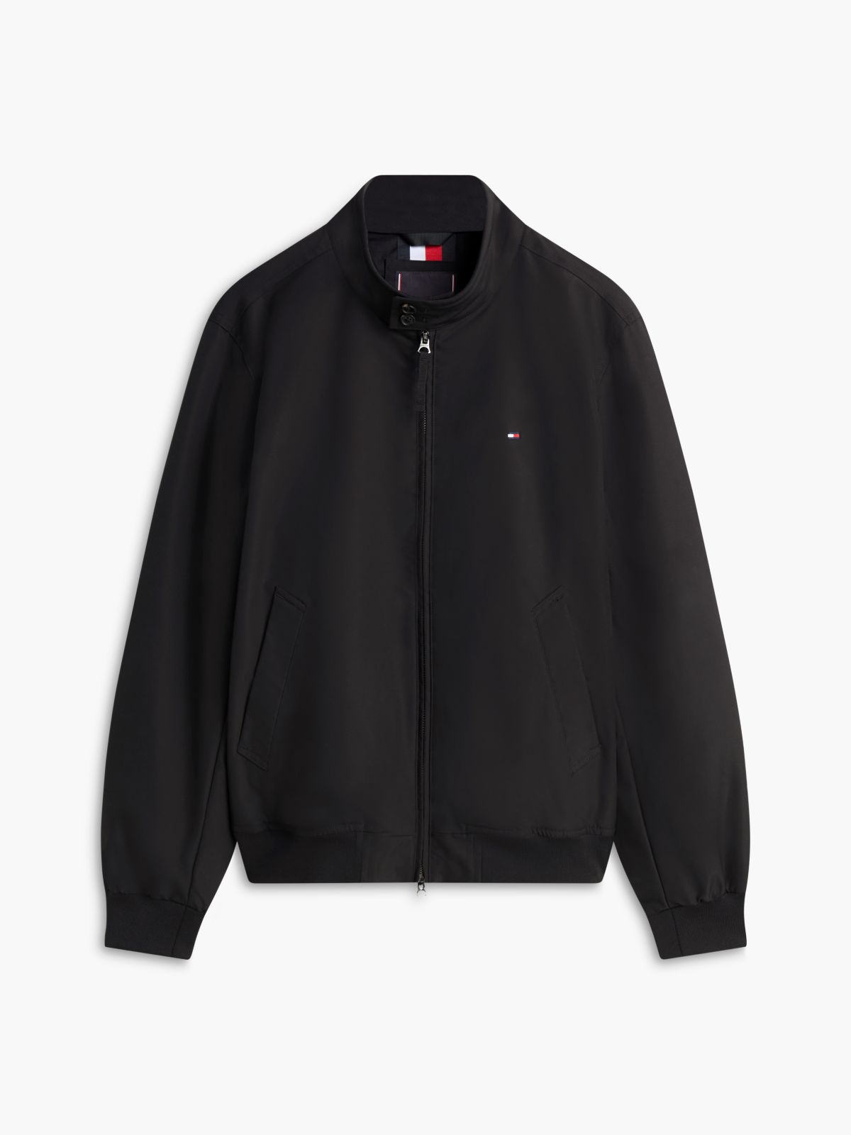 Flag Embroidery Zip-Thru Harrington Jacket — Black