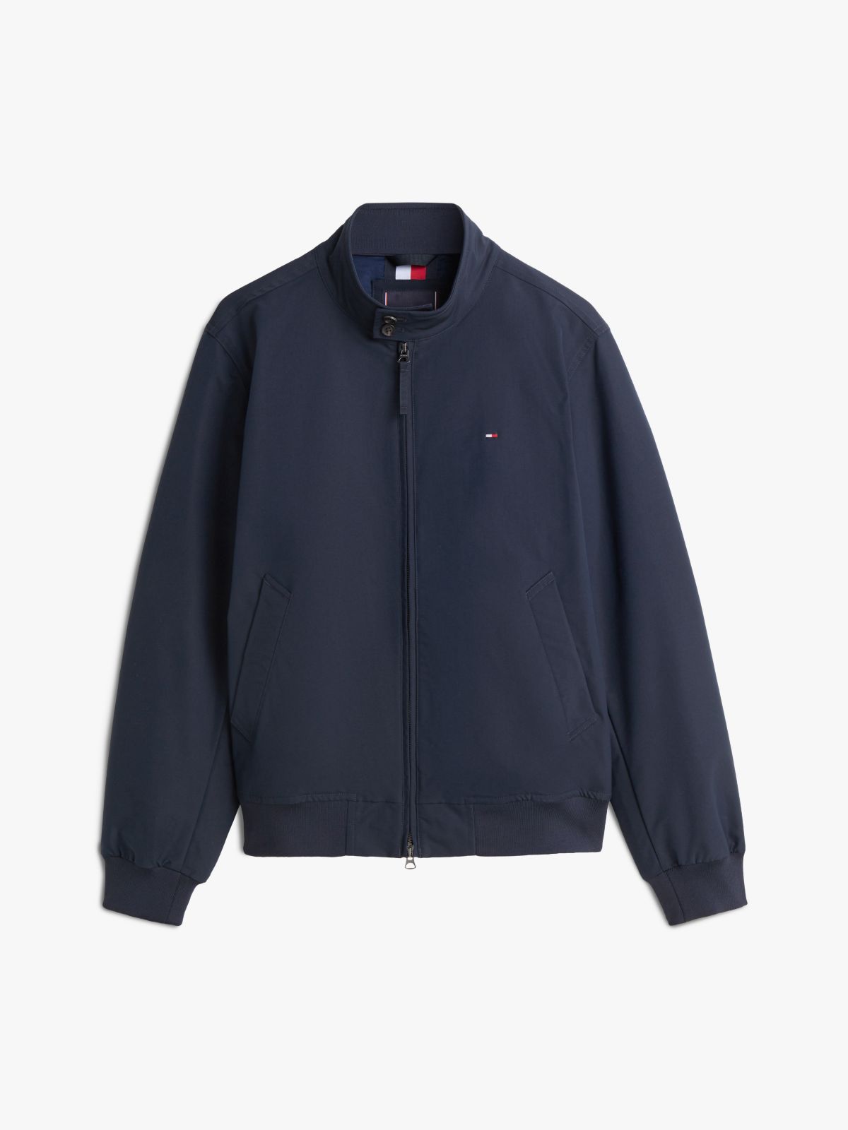 Flag Embroidery Zip-Thru Harrington Jacket — Blue