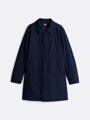 blue water repellent packable car coat for men tommy hilfiger