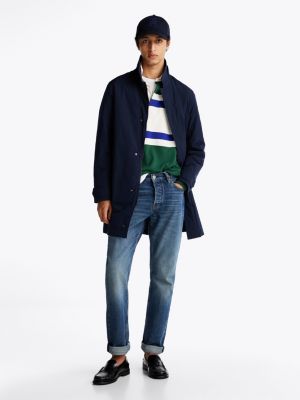 blue water repellent packable car coat for men tommy hilfiger