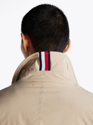 khaki water repellent packable car coat for men tommy hilfiger