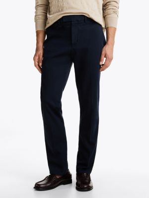 pantaloni chino denton smart casual straight fit blu da uomini tommy hilfiger