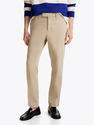 beige smart casual straight leg denton chino voor heren - tommy hilfiger