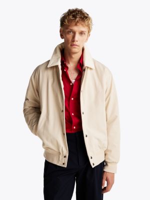 giacca smart casual stile college beige da uomini tommy hilfiger