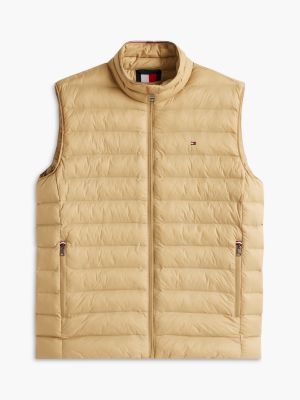 veste sans manches matelassée compressible beige pour hommes tommy hilfiger