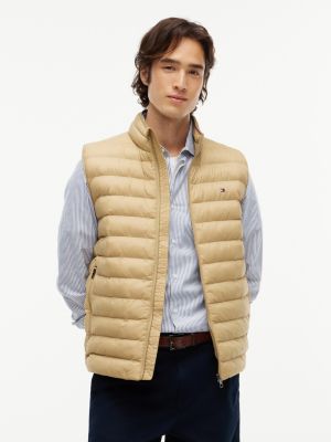 veste sans manches matelassée compressible beige pour hommes tommy hilfiger