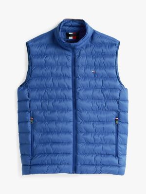 gilet sans manches déperlant compressible bleu pour hommes tommy hilfiger