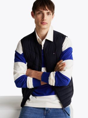 black water repellent quilted vest for men tommy hilfiger