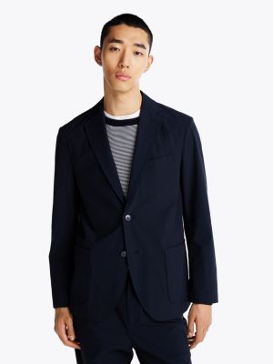 blazer in tessuto antistropicciamento blue da uomini tommy hilfiger