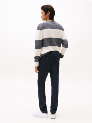 pantalón chino bleecker de corte slim azul de hombres tommy hilfiger