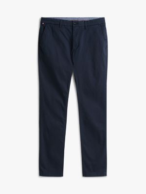 pantalón chino bleecker de corte slim azul de hombres tommy hilfiger