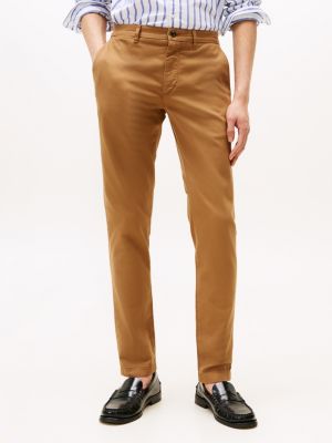 brown bleecker slim chinos for men tommy hilfiger