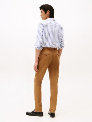 brązowy chinosy bleecker o wąskim kroju dla mężczyźni - tommy hilfiger