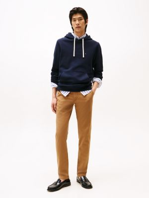 pantaloni chino bleecker slim fit con zip brown da uomini tommy hilfiger