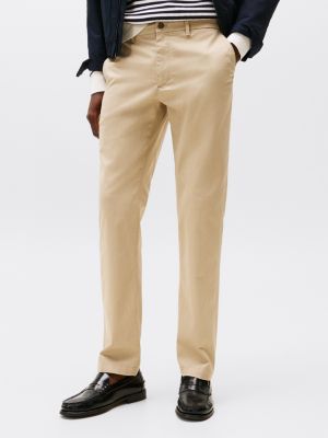 brown denton straight leg chinos for men tommy hilfiger