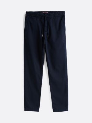 blue harlem drawstring tapered leg chinos for men tommy hilfiger