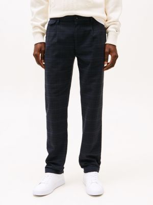 pantaloni chino denton a quadri principe di galles blu da uomini tommy hilfiger