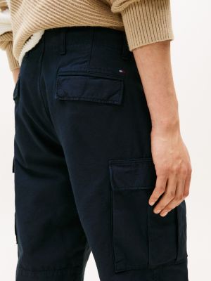 blauw relaxed cargobroek van satijn voor heren - tommy hilfiger