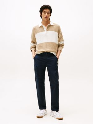 blue satin relaxed cargo trousers for men tommy hilfiger