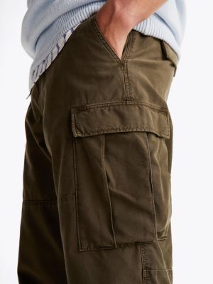 pantaloni cargo relaxed fit in raso verde da uomini tommy hilfiger