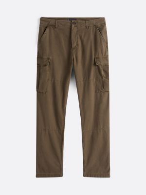 pantaloni cargo relaxed fit in raso verde da uomini tommy hilfiger