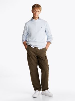 green satin relaxed cargo trousers for men tommy hilfiger