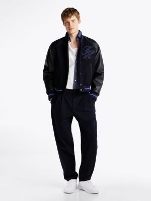 pantaloni chino affusolati con pinces black da uomini tommy hilfiger