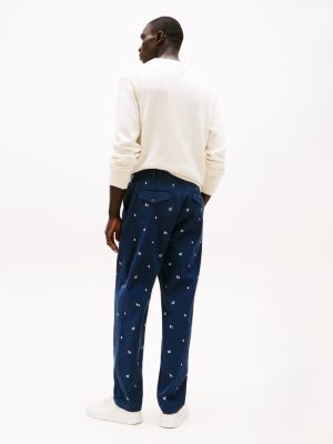 blau greenwich tapered leg fit chinos mit flaggen-stickereien für herren - tommy hilfiger
