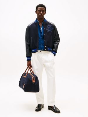 white greenwich tapered leg fit twill-chinos mit falten für herren - tommy hilfiger