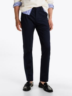 schwarz bleecker slim fit hose aus satin für herren - tommy hilfiger