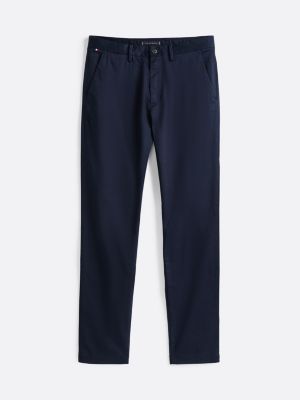 schwarz bleecker slim fit hose aus satin für herren - tommy hilfiger