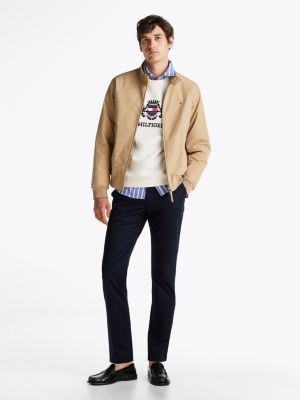 black bleecker slim fit broek van katoensatijn voor heren - tommy hilfiger