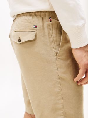 short harlem décontracté en lin mélangé beige pour hommes tommy hilfiger