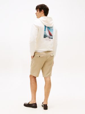 short harlem décontracté en lin mélangé beige pour hommes tommy hilfiger