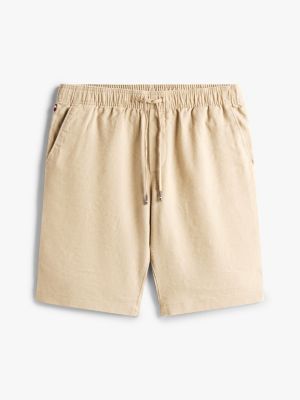 shorts harlem relaxed fit in misto lino beige da uomini tommy hilfiger