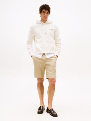 beige harlem relaxed fit short van linnenmix voor heren - tommy hilfiger