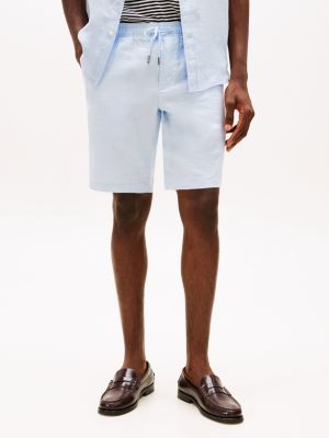 blauw harlem relaxed fit short van linnenmix voor heren - tommy hilfiger