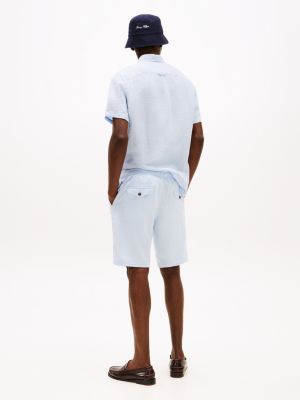 short harlem décontracté en lin mélangé bleu pour hommes tommy hilfiger