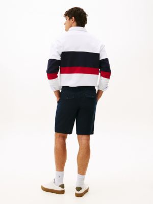 blauw harlem relaxed fit short van linnenmix voor heren - tommy hilfiger