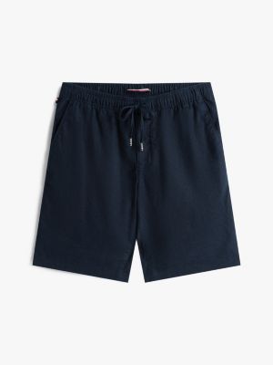 blauw harlem relaxed fit short van linnenmix voor heren - tommy hilfiger