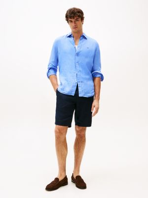 shorts harlem relaxed fit in misto lino blue da uomini tommy hilfiger