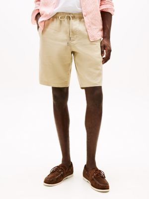 short harlem décontracté en lin mélangé beige pour hommes tommy hilfiger