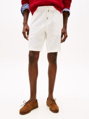 short harlem décontracté en lin mélangé blanc pour hommes tommy hilfiger