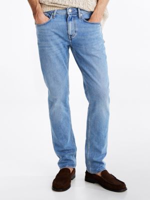 blue denton faded straight leg jeans for men tommy hilfiger