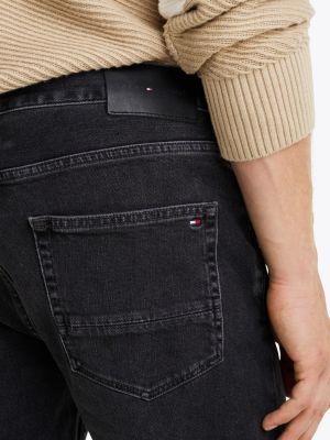 jean droit denton noir noir pour hommes tommy hilfiger