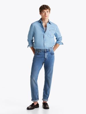 blue harlem tapered jeans met rechte broekspijpen voor heren - tommy hilfiger