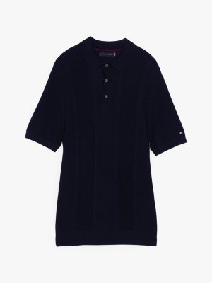 blue regular fit wool blend polo shirt for men tommy hilfiger