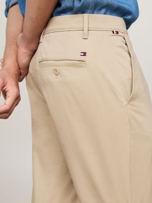 brown denton satin straight leg chinos for men tommy hilfiger