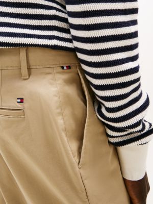 beige denton satin straight leg chinos for men tommy hilfiger