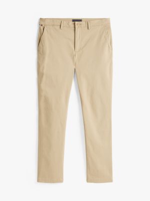 brown denton satin straight leg chinos for men tommy hilfiger